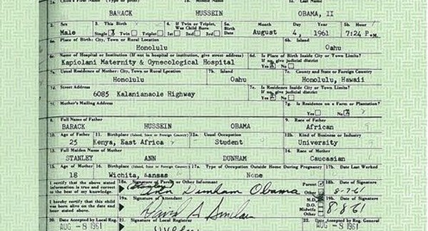 Obama közétette születési anyakönyvi kivonatát