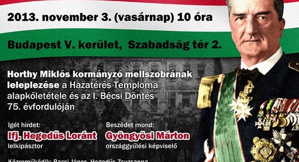 Horthy szobrot avatnak Budapesten 